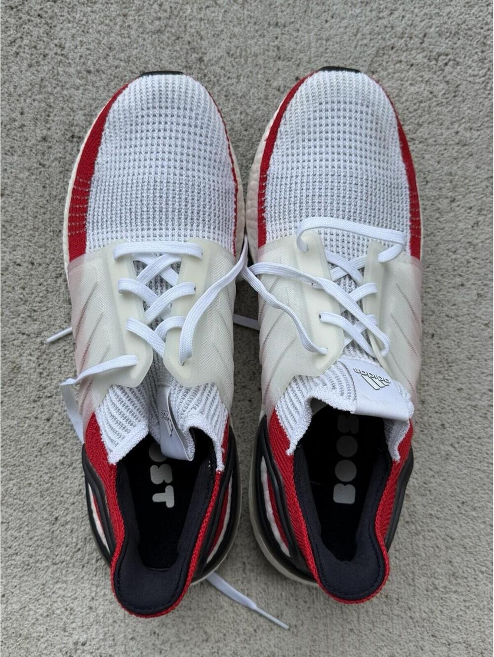 Adidas Ultraboost 19 Running Shoes Men’s 11.5 White Red Black Continental - Picture 5 of 9